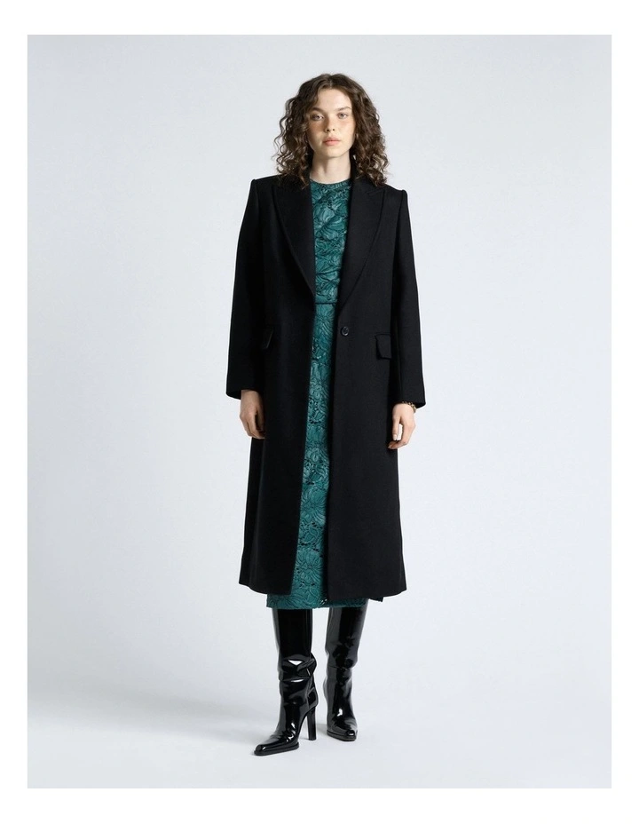 Italian Soft Wool Blend Coat in Black image 1