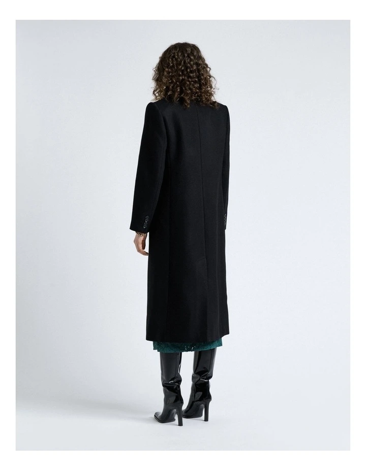 Italian Soft Wool Blend Coat in Black image 2