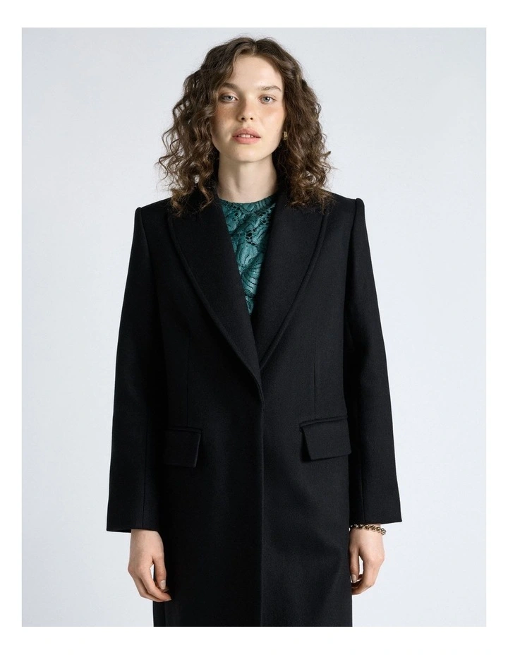 Italian Soft Wool Blend Coat in Black image 3