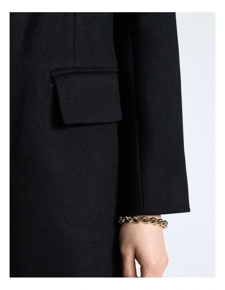 Italian Soft Wool Blend Coat in Black image 4