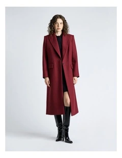 Italian Soft Wool Blend Coat in Scarlet