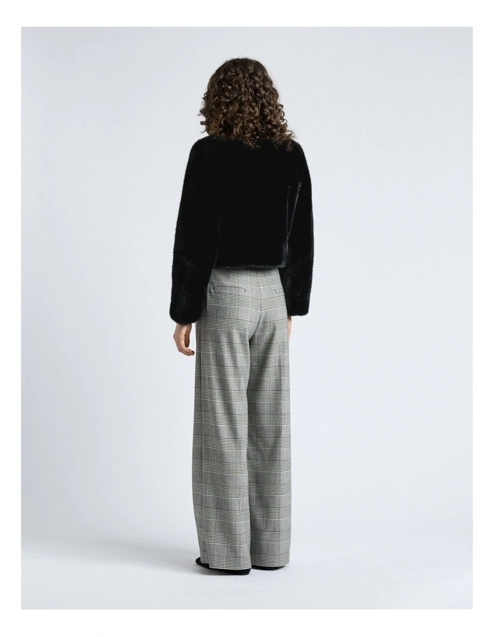 Faux Fur Cropped Jacket in Black image 2