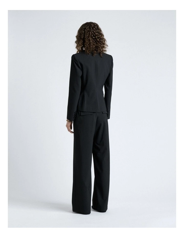 European Stretch Suiting Hourglass Blazer in Black image 2