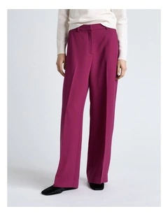 Magenta Double Weave Straight Leg Pant in Magenta
