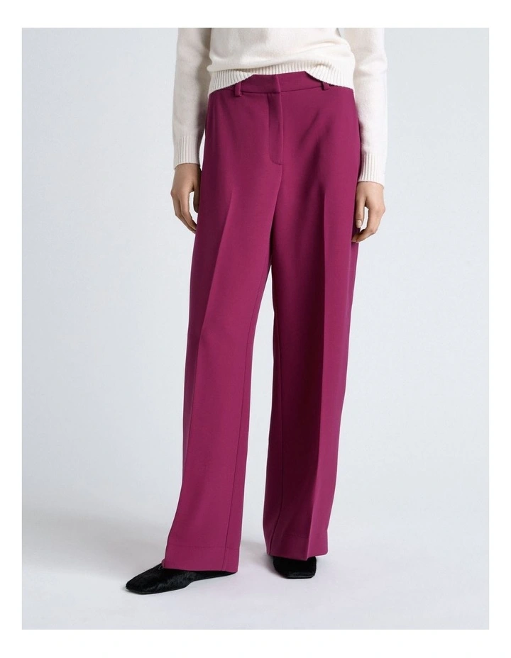 Magenta Double Weave Straight Leg Pant in Magenta image 1