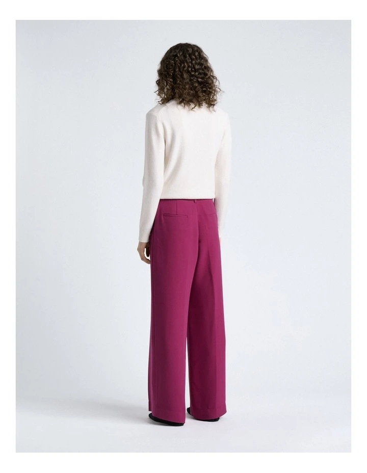 Magenta Double Weave Straight Leg Pant in Magenta image 2