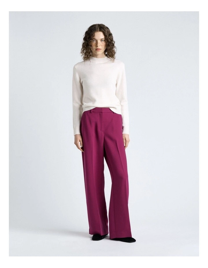 Magenta Double Weave Straight Leg Pant in Magenta image 3