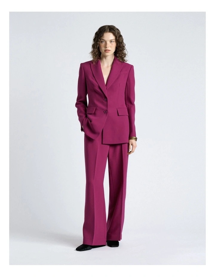 Magenta Double Weave Straight Leg Pant in Magenta image 4