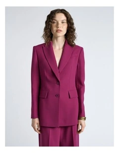 Magenta Double Weave Tailored Blazer in Magenta