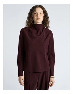 Crepe Long Sleeve Top in Purple
