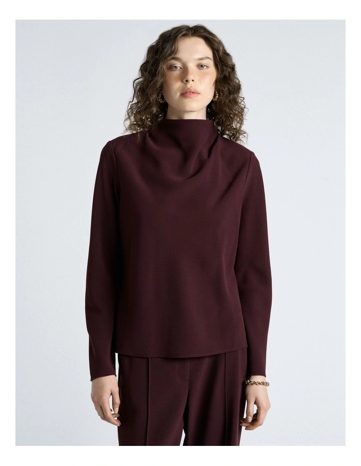 Crepe Long Sleeve Top in Purple image 1
