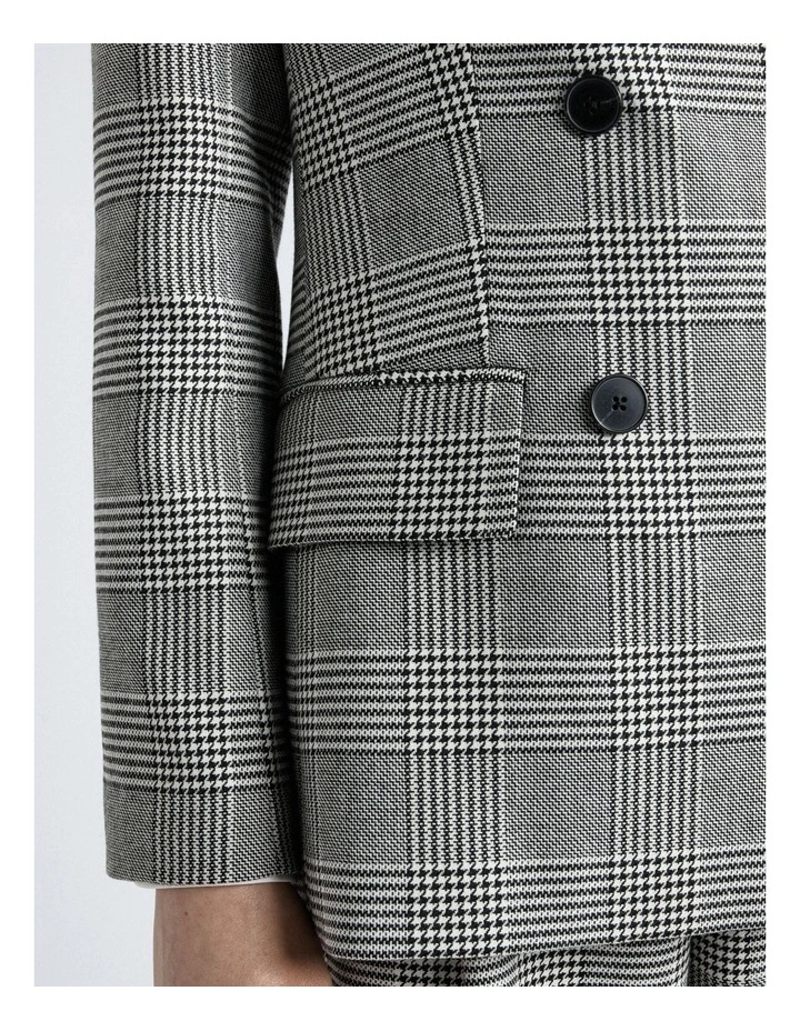 European Houndstooth Check Blazer in Grey image 3