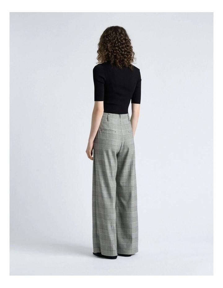 European Houndstooth Check Wide Leg Pant in Grey image 2