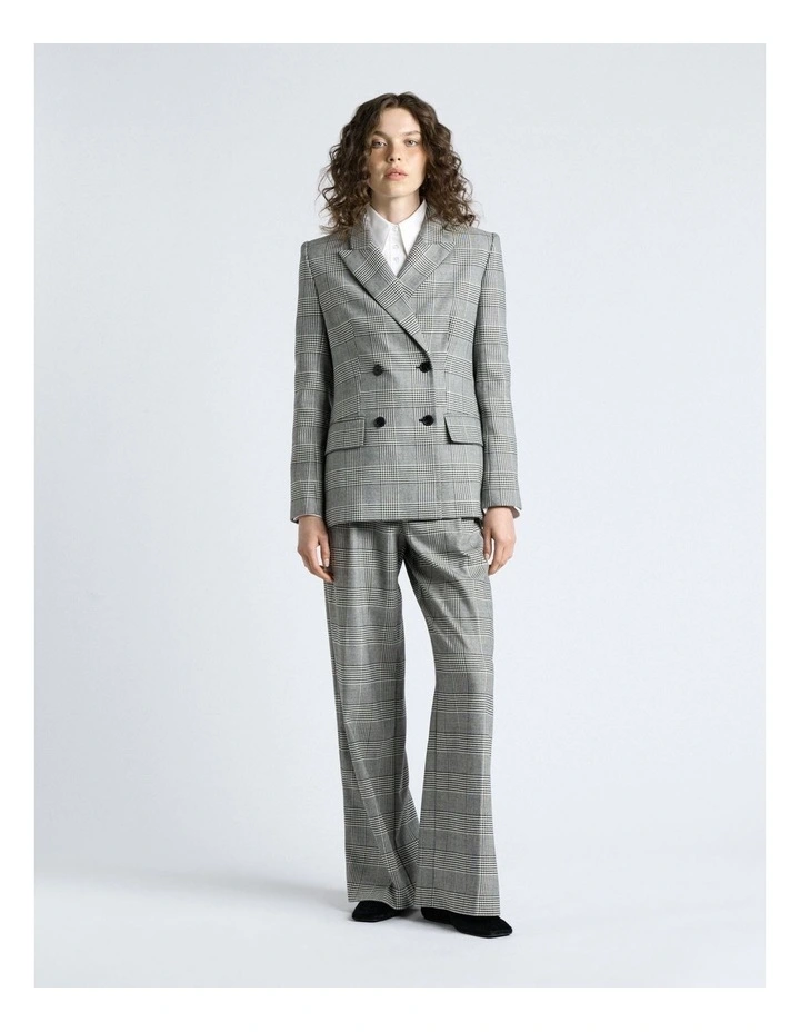 European Houndstooth Check Wide Leg Pant in Grey image 5