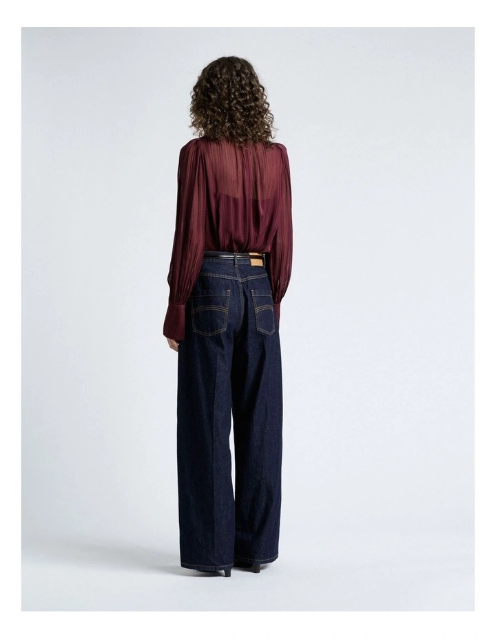 Self Stripe Blouse in Plum image 2