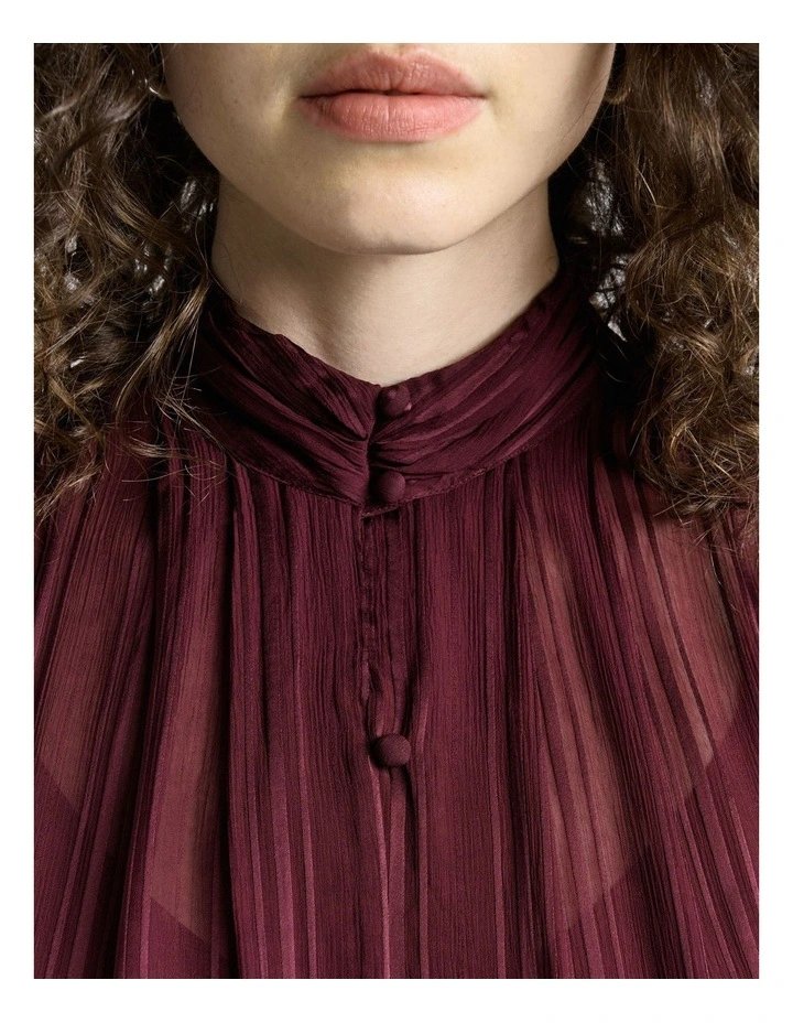Self Stripe Blouse in Plum image 3