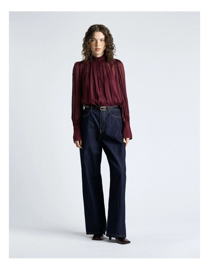 Self Stripe Blouse in Plum image 4