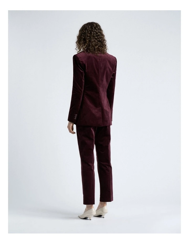 Stretch Velvet Hourglass Blazer in Merlot image 2
