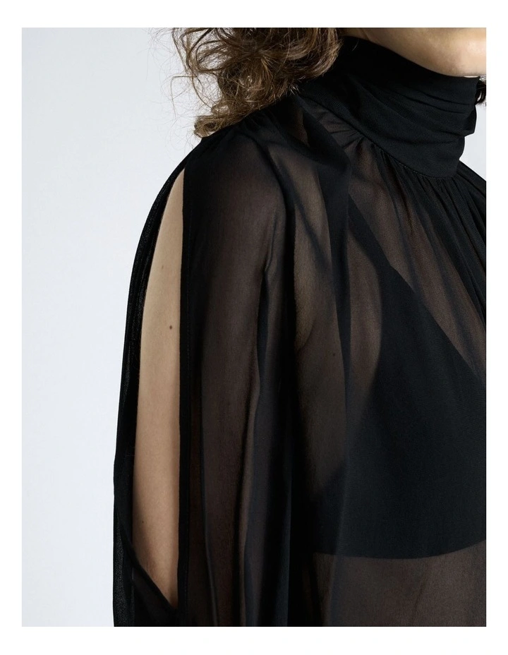 Georgette Split Sleeve Top in Black image 3