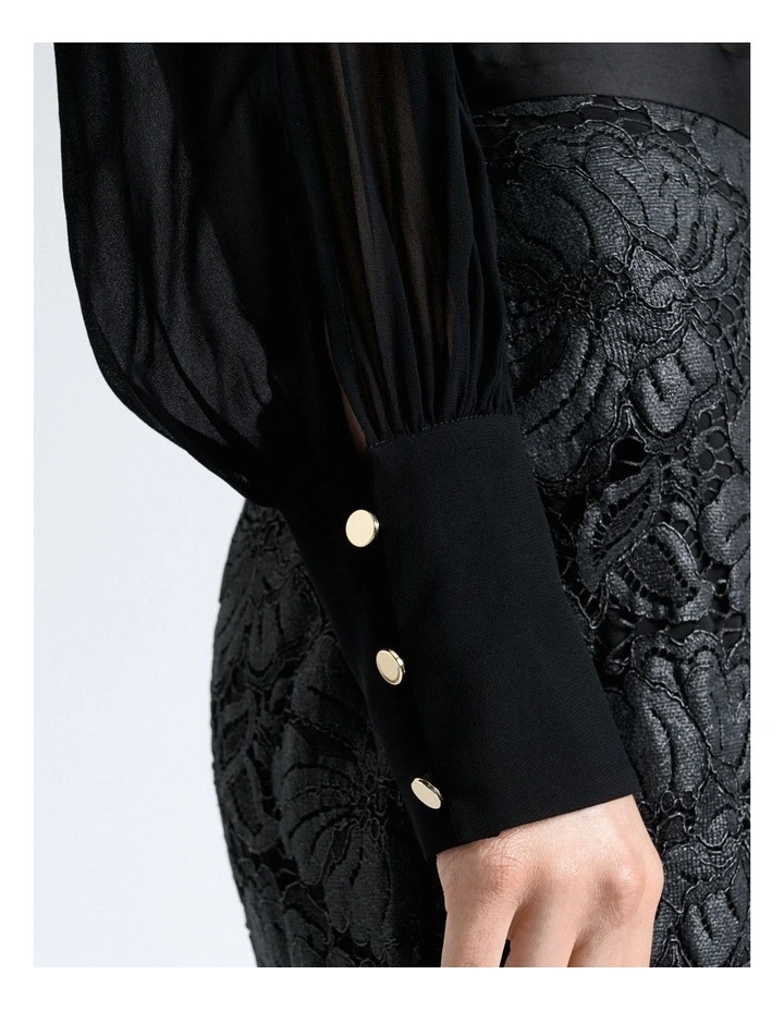 Georgette Split Sleeve Top in Black image 4