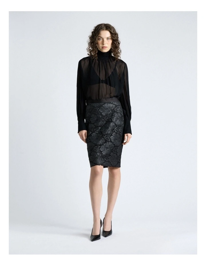 Georgette Split Sleeve Top in Black image 5