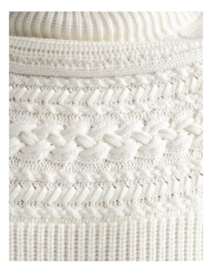Merino Modern Fairisle Turtle Neck Knit in Cream image 4