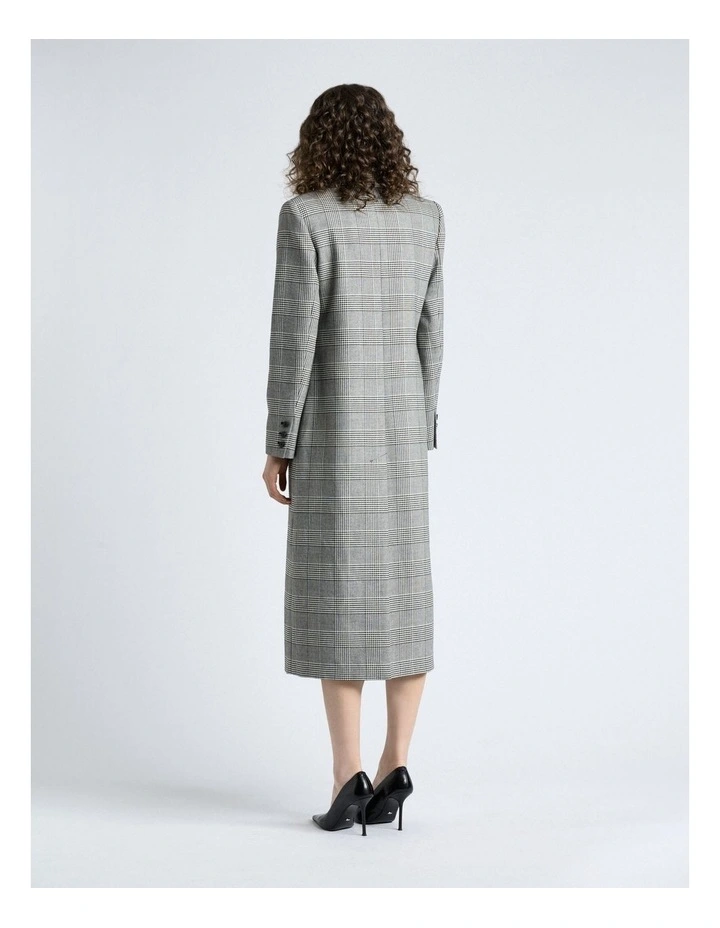 European Houndstooth Check Double Breasted Coat in Black/White image 2