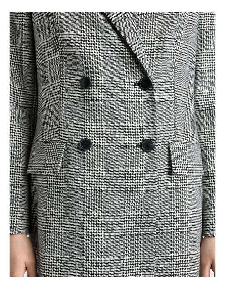 European Houndstooth Check Double Breasted Coat in Black/White image 4