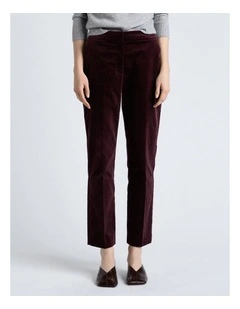 Stretch Velvet Straight Leg Pant in Merlot
