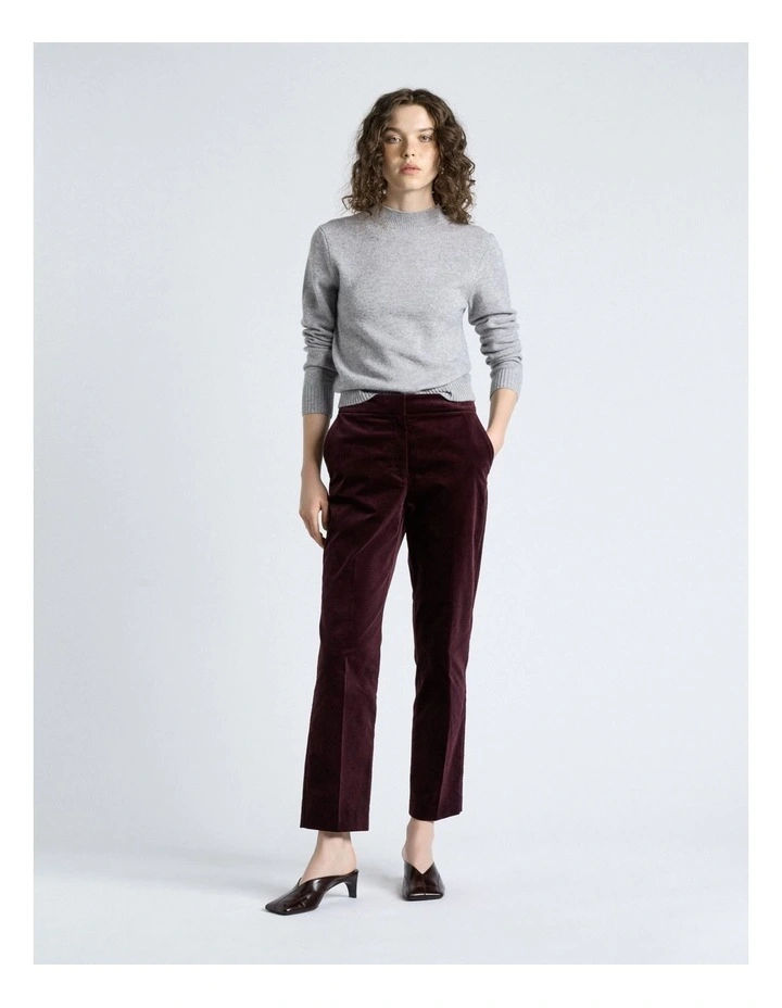 Stretch Velvet Straight Leg Pant in Merlot image 3