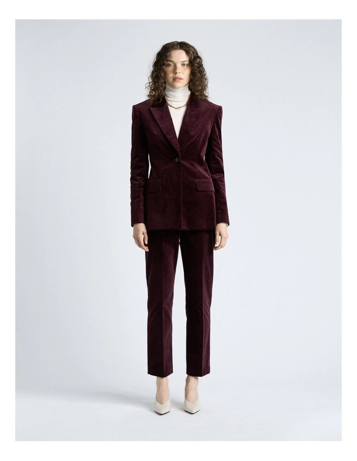 Stretch Velvet Straight Leg Pant in Merlot image 4