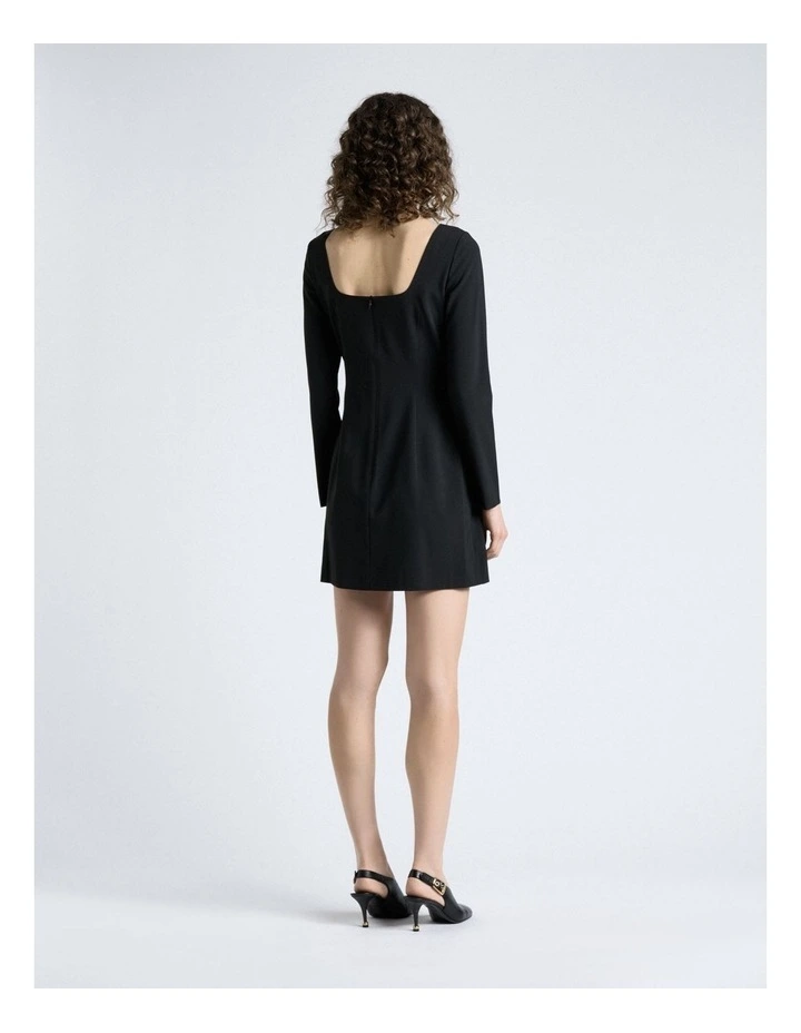 European Stretch Suiting Cross Body Mini Dress in Black image 2