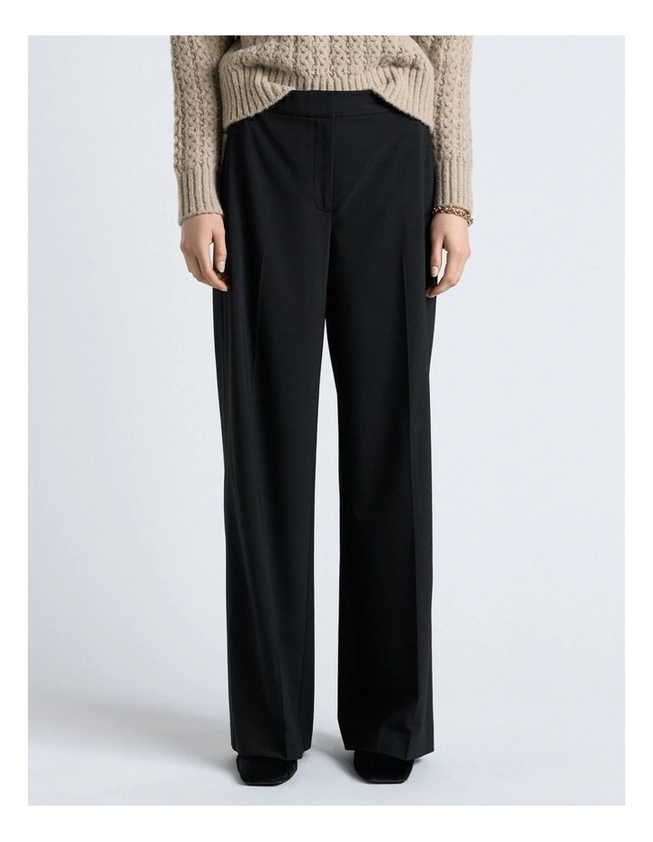 European Stretch Suiting Straight Leg Pant in Black image 1