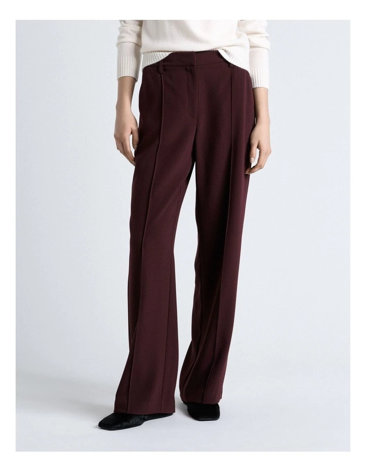 Crepe Straight Leg Pant in Dark Plum image 1