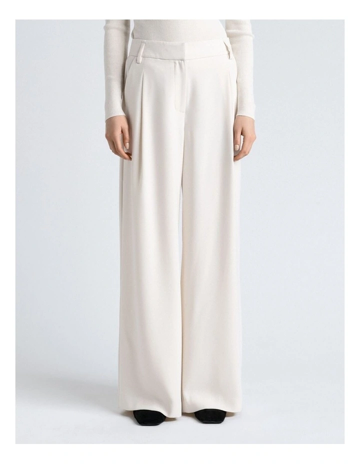Crepe Pleat Wide Leg Pant in Ivory image 1