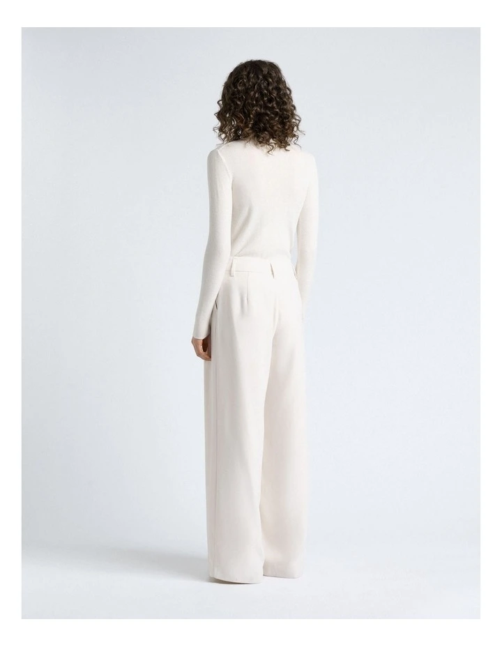 Crepe Pleat Wide Leg Pant in Ivory image 2