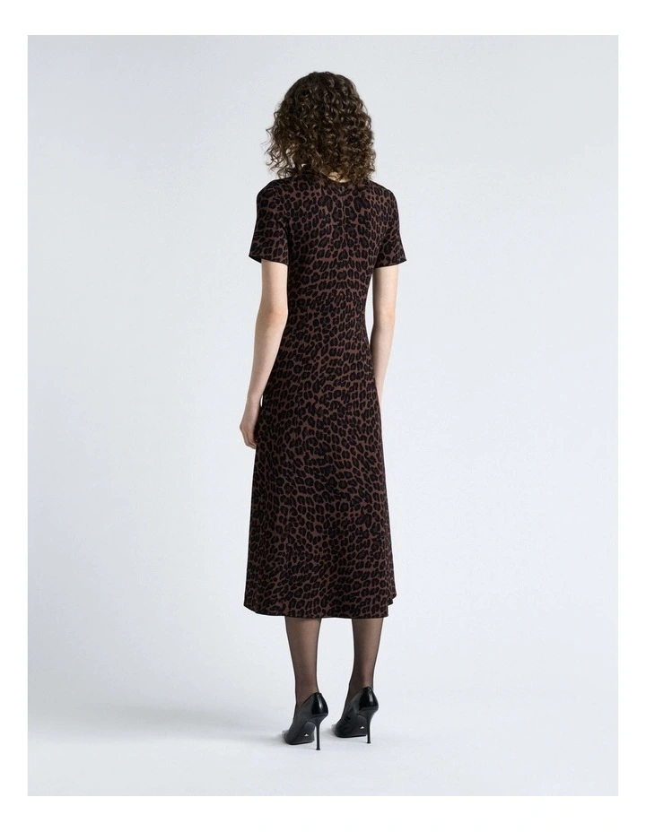 Leopard Jacquard Knit Midi Dress in Black image 2