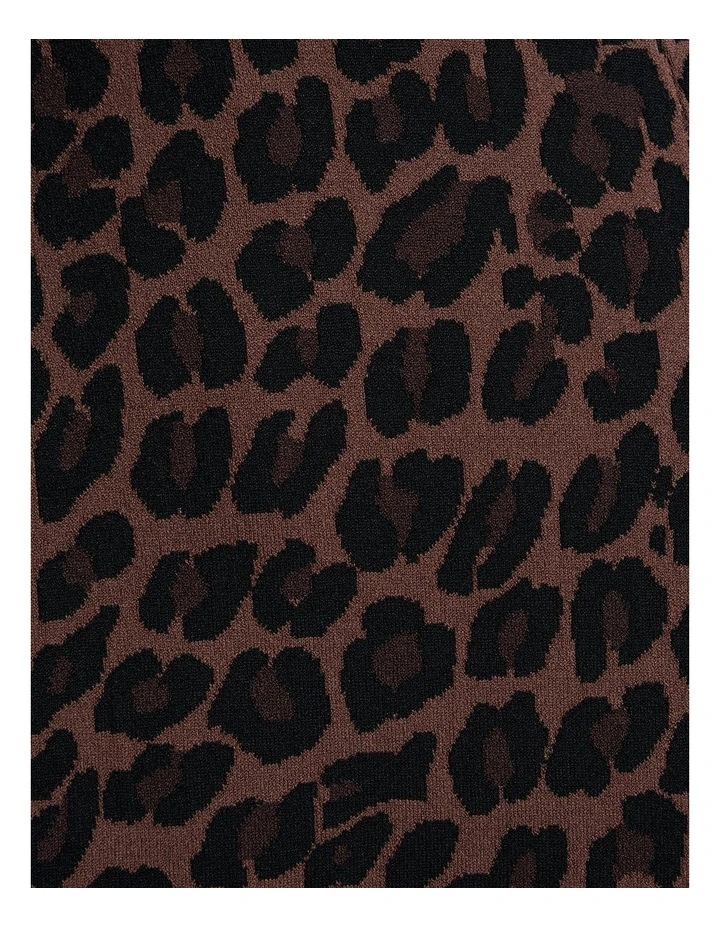 Leopard Jacquard Knit Midi Dress in Black image 3