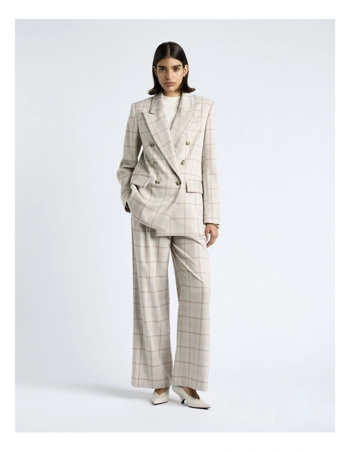 Prince Of Wales Check Double Breasted Blazer in Grey image 4