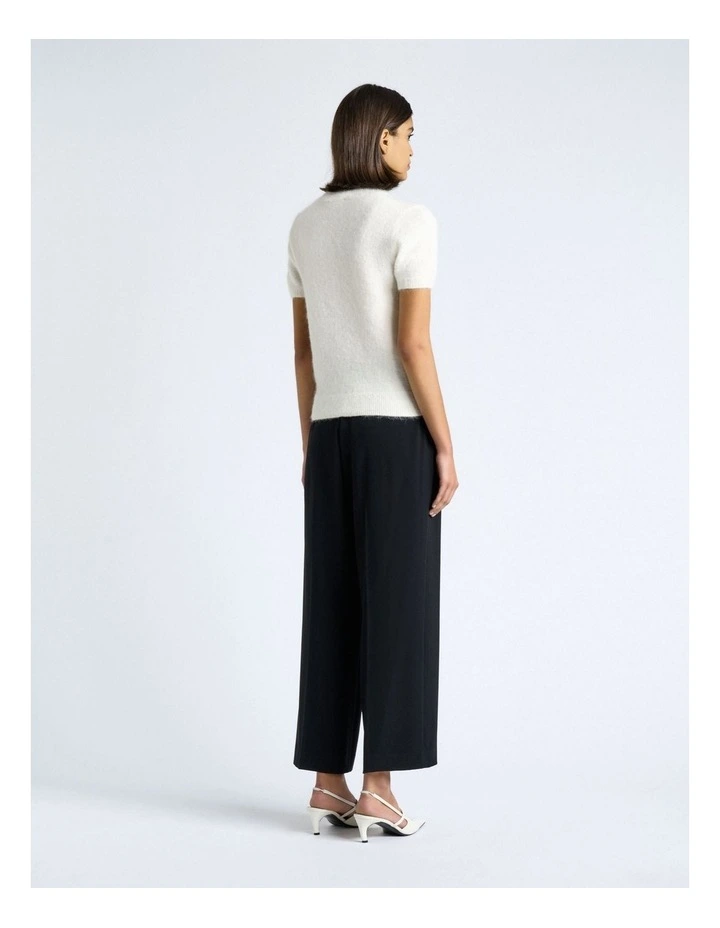Brushed Alpaca Wool Blend Short Sleeve Tee in White image 2
