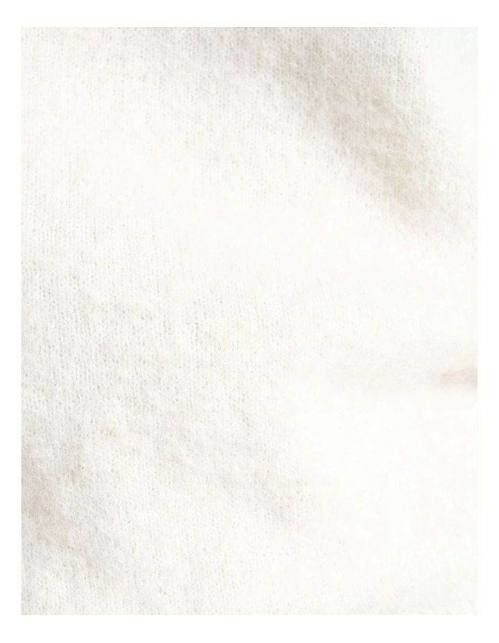 Brushed Alpaca Wool Blend Short Sleeve Tee in White image 3