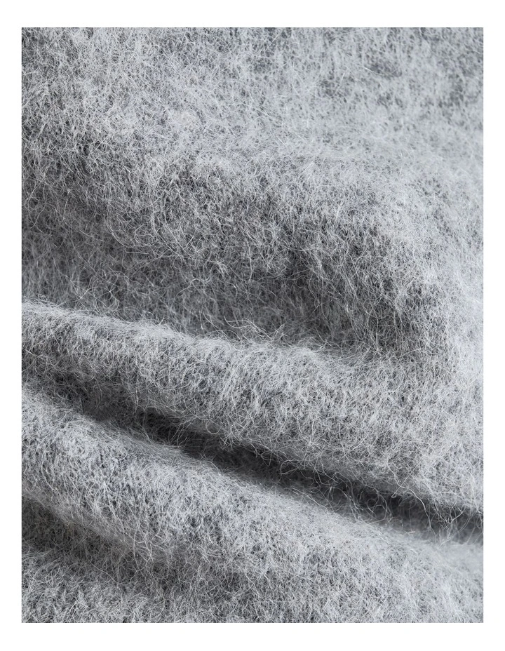 Brushed Alpaca Wool Blend Short Sleeve Tee in Grey image 3