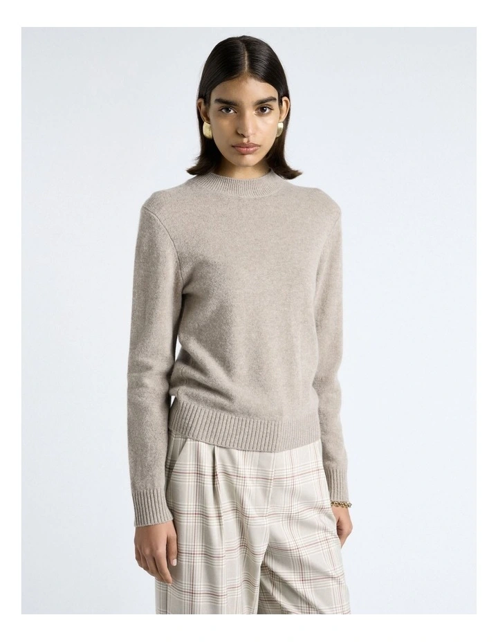 Merino Cashmere Blend Mock Neck Knit in Grey image 1