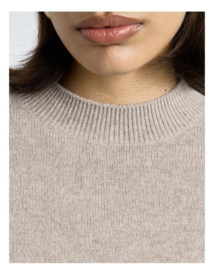 Merino Cashmere Blend Mock Neck Knit in Grey image 3