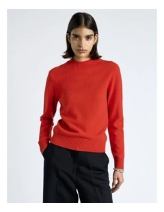 Merino Cashmere Blend Mock Neck Knit in Red