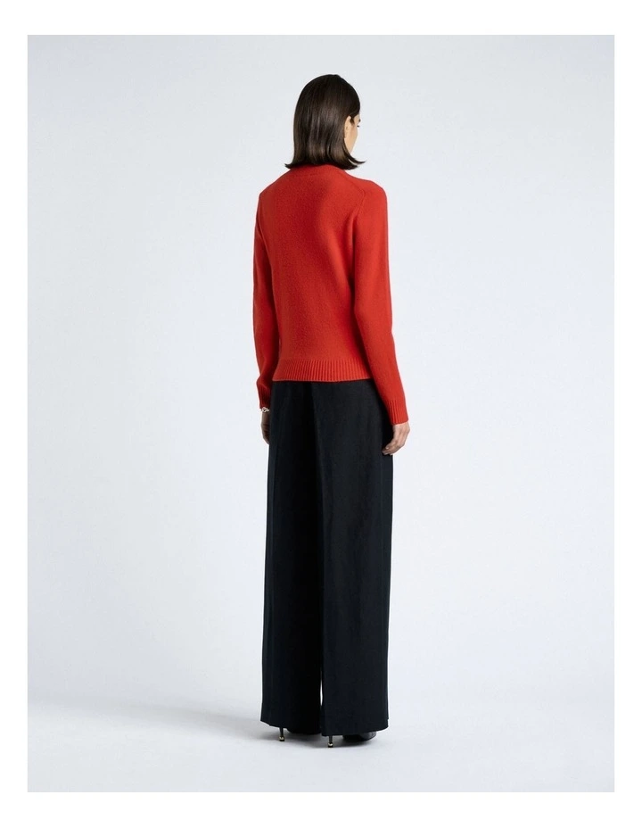 Merino Cashmere Blend Mock Neck Knit in Red image 2