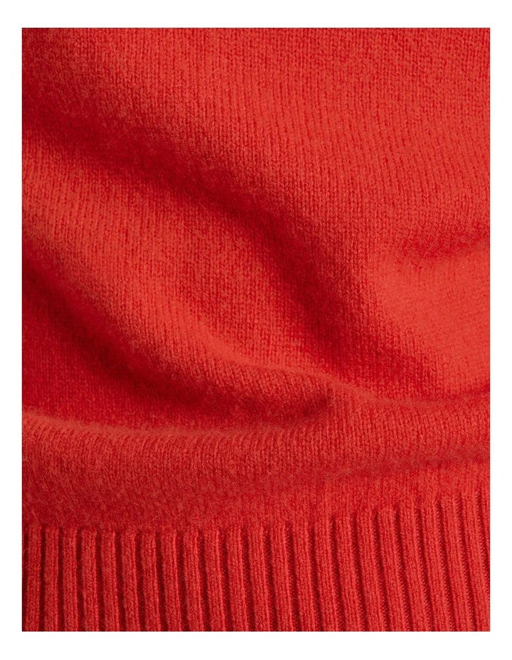 Merino Cashmere Blend Mock Neck Knit in Red image 3