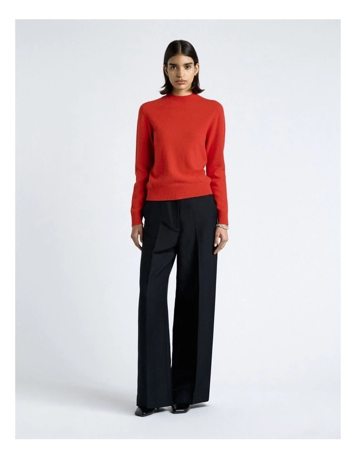Merino Cashmere Blend Mock Neck Knit in Red image 4