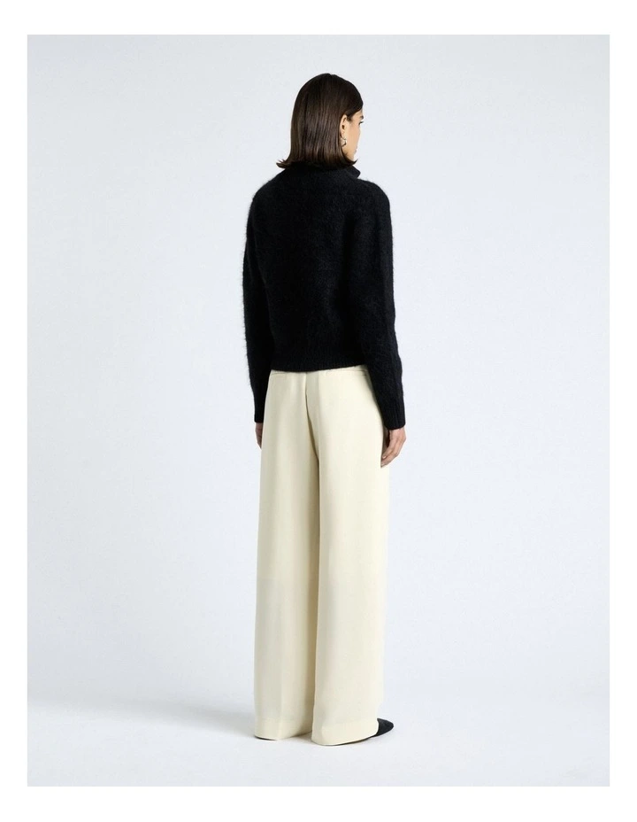 Brushed Alpaca Blend Knit Zip Jacket in Black image 2