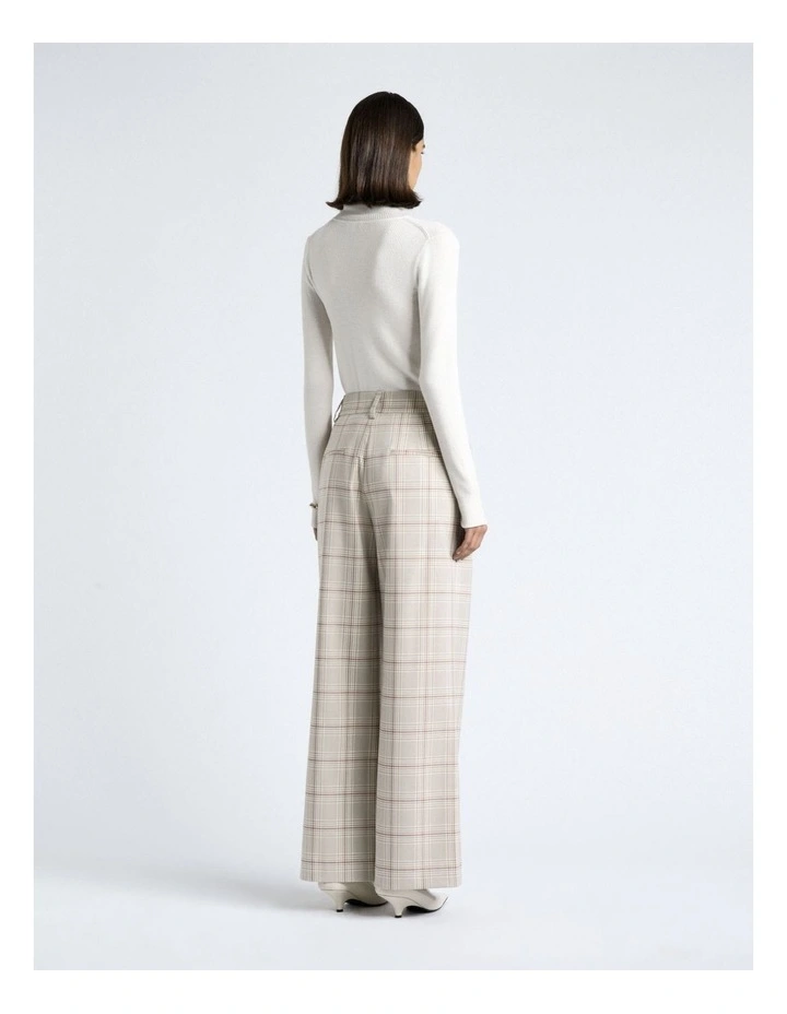 Merino Turtle Neck Ribbed Knit in White image 2